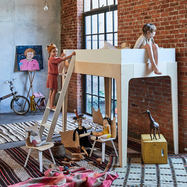 Oeuf NYC Perch Loft Bed in White/Birch