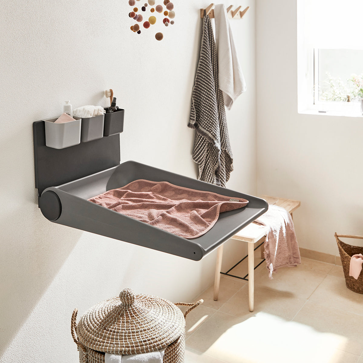 Leander Change Table Leander Wally Wall Mounted Changing Table in Grey – Kidsorium