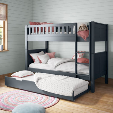 Arven Detachable Bunk Bed in Blue with Trundle and Trundle Mattress